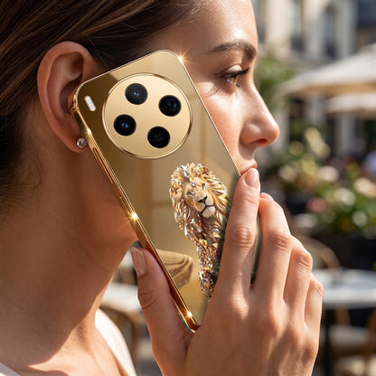 Vivo X300 5G Luxury Lion Gold Electroplated Glass Phone Back Case