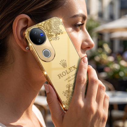 Vivo V50 5G Rolex Crown Gold Electroplated Glass Phone Back Case