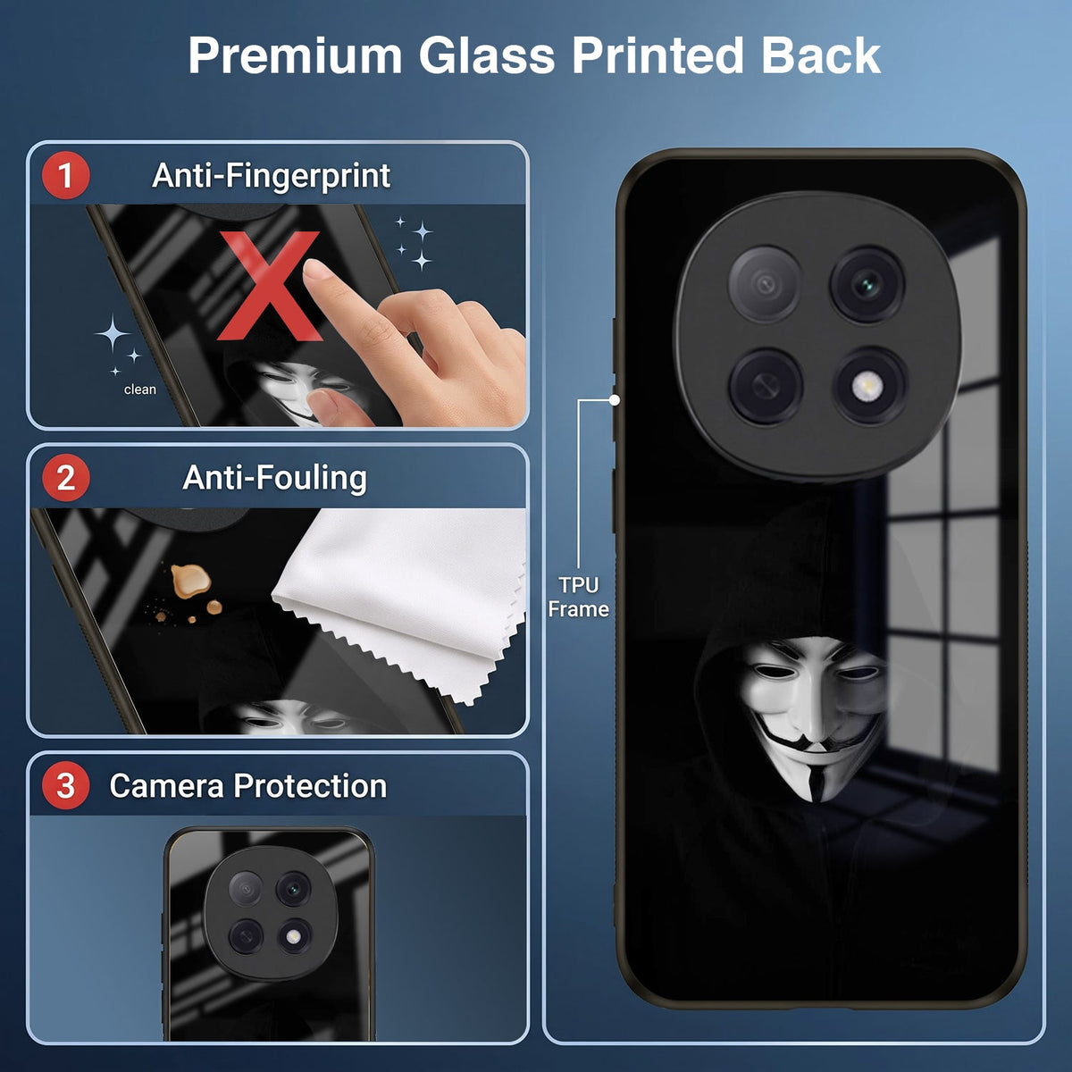 Oppo F29 Pro 5G Premium Acrylic Shockproof Glass Back Case (Dark Hacker)