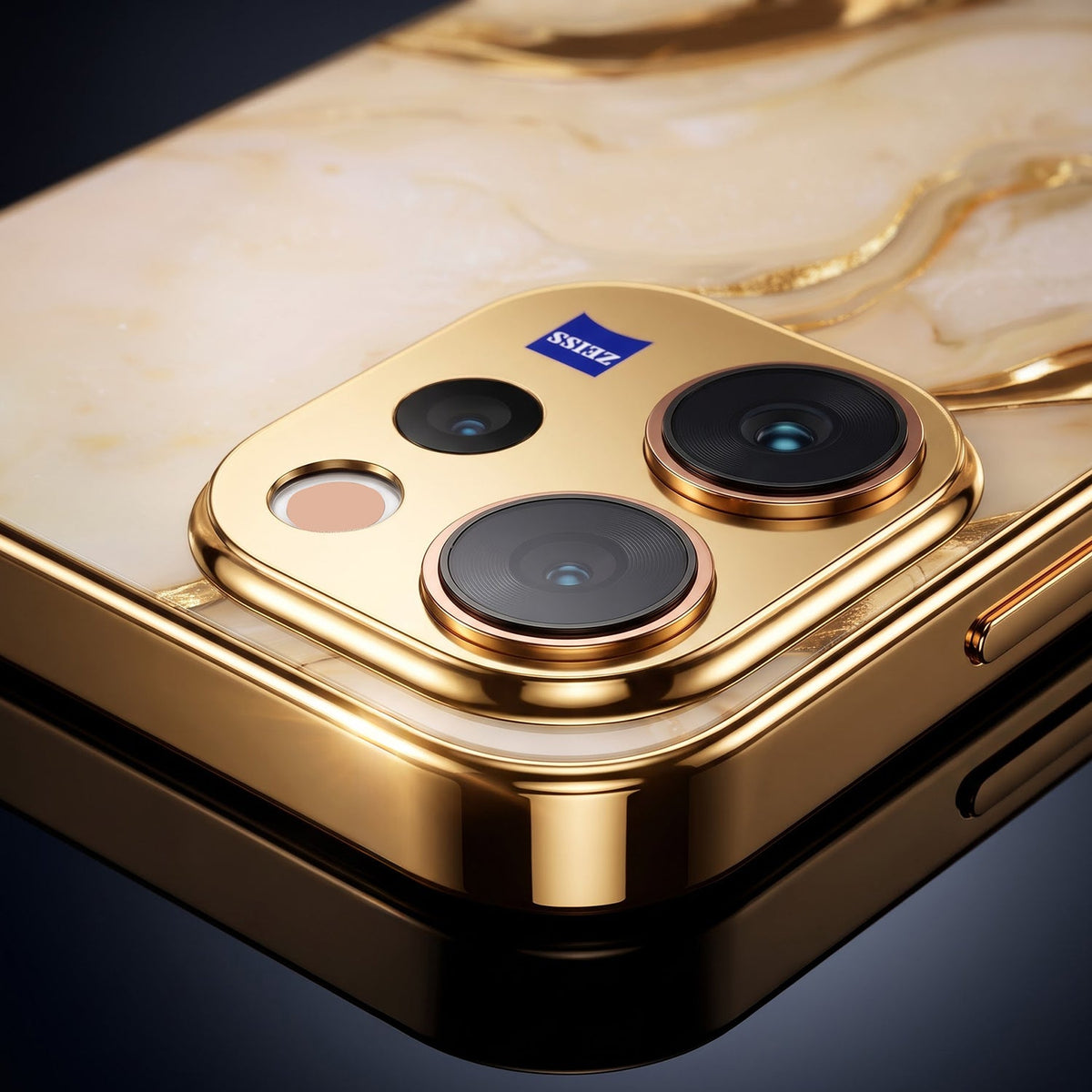 Vivo V70 5G Marvel Texture Gold Electroplated Glass Phone Back Case