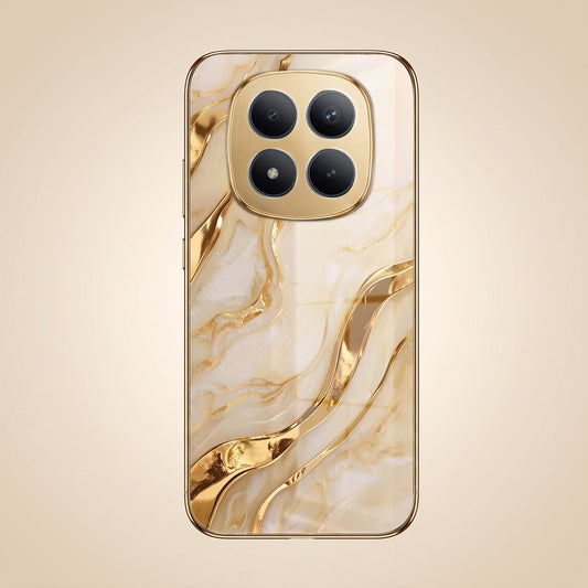 Redmi Note 15 Pro+ 5G Marvel Texture Gold Electroplated Glass Phone Back Case