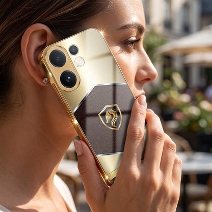 Vivo V60 5G Dragon Crest Gold Electroplated Glass Phone Back Case