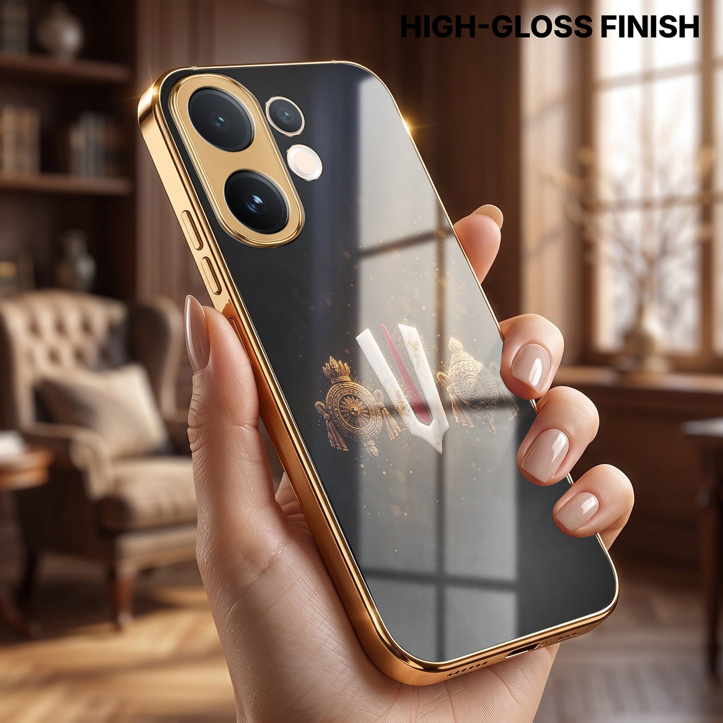 Vivo V60 5G Royal Heritage Edition Gold Electroplated Glass Phone Back Case