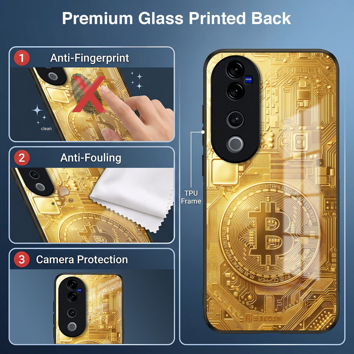 Vivo V50 5G Bitcoin Acrylic Glass Back Case