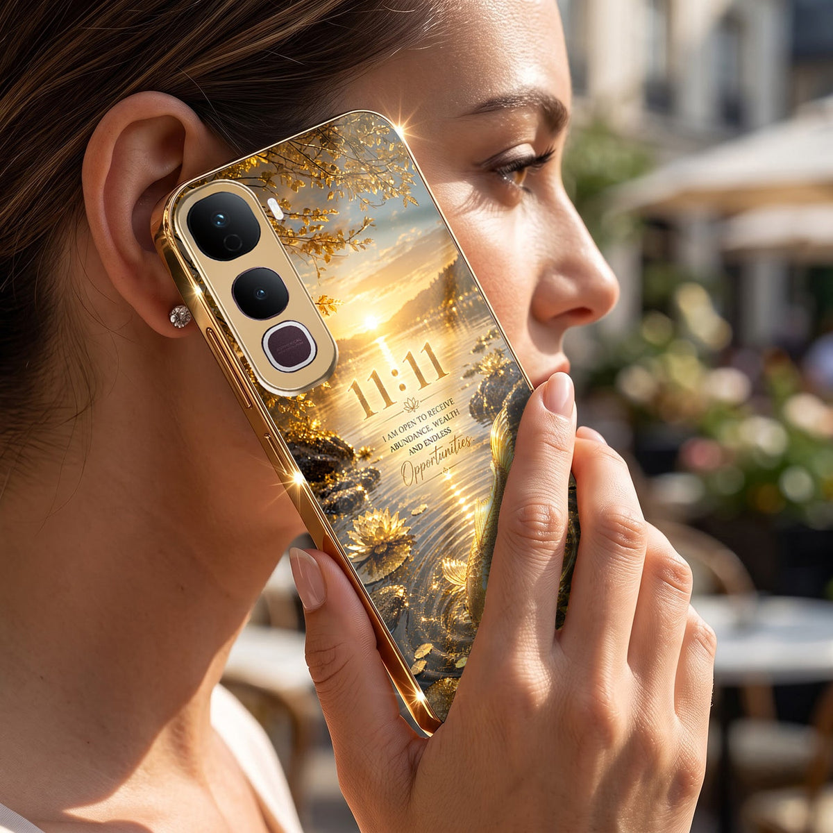 Vivo Y400 Pro 5G 11:11 Manifestation Gold Electroplated Glass Phone Back Case