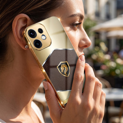 Oppo Reno 16 5G Dragon Crest Gold Electroplated Glass Phone Back Case