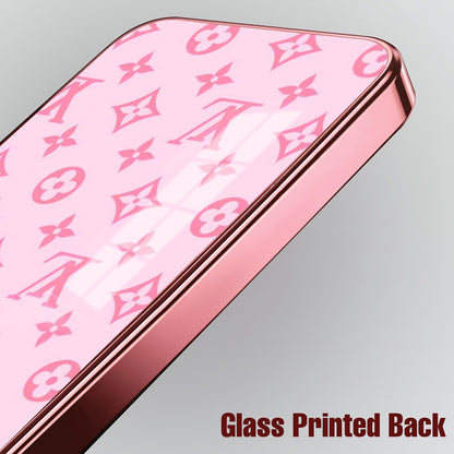 Redmi Note 15 Pro+ 5G Luxury Monogram Pink Electroplated Glass Phone Back Case
