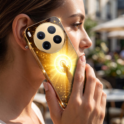 Vivo X300 Pro 5G Lakshmi Sacred Gold Electroplated Glass Phone Back Case