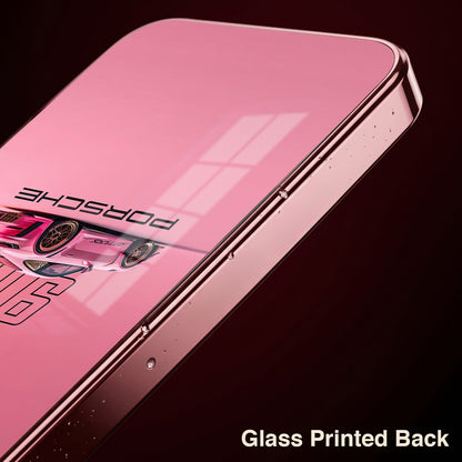 Oppo Reno 14 5G Luxury Porsche 911 Pink Electroplated Glass Phone Back Case