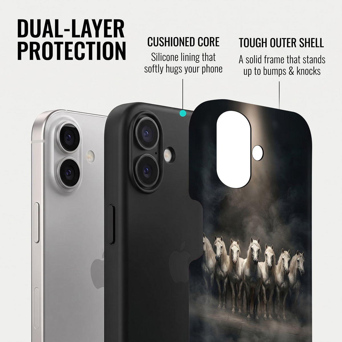 iPhone 16 5G Running Horses Protective Cases