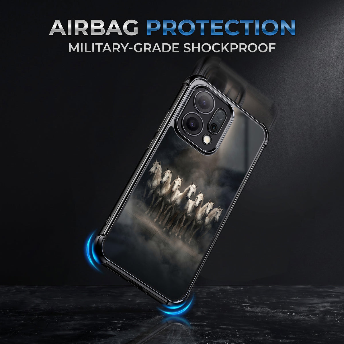Oppo Reno 14 5G Running Horses Airbags Printed Back Case