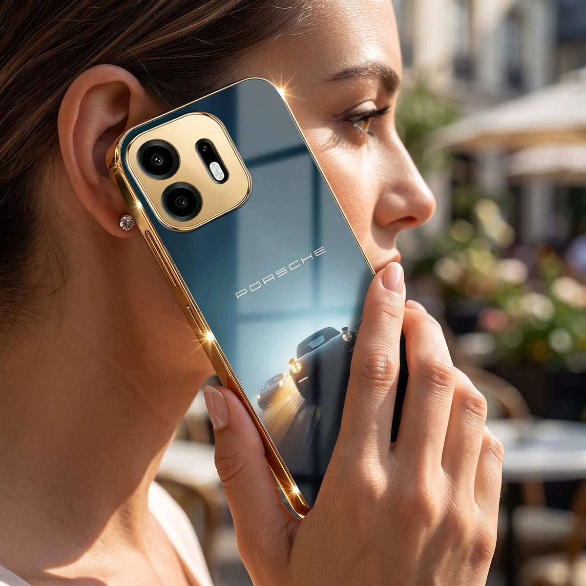 OnePlus N6 5G Porsche Luxury Gold Electroplated Glass Phone Back Case