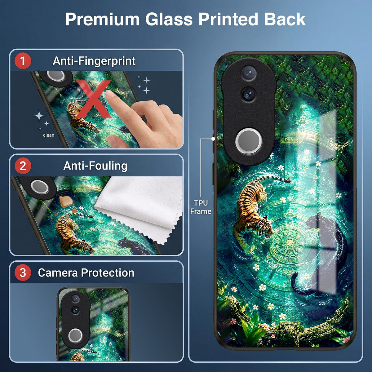 Vivo V50 5G Tiger & Panther Mystic Acrylic Glass Back Case