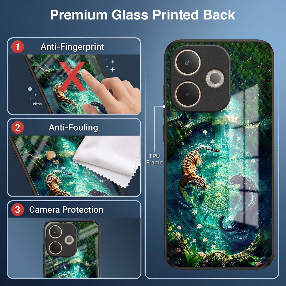 Oppo A5 Pro 5G Tiger & Panther Mystic Acrylic Glass Back Case