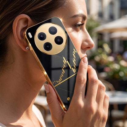 Vivo X300 Pro 5G Trading Candles Gold Electroplated Glass Phone Back Case