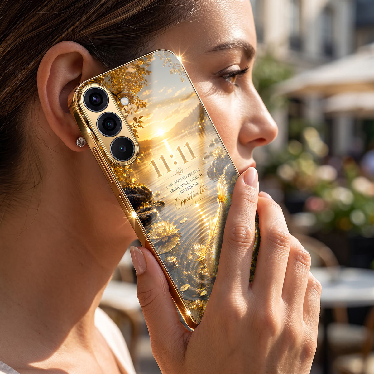 Samsung Galaxy A36 5G 11:11 Manifestation Gold Electroplated Glass Phone Back Case