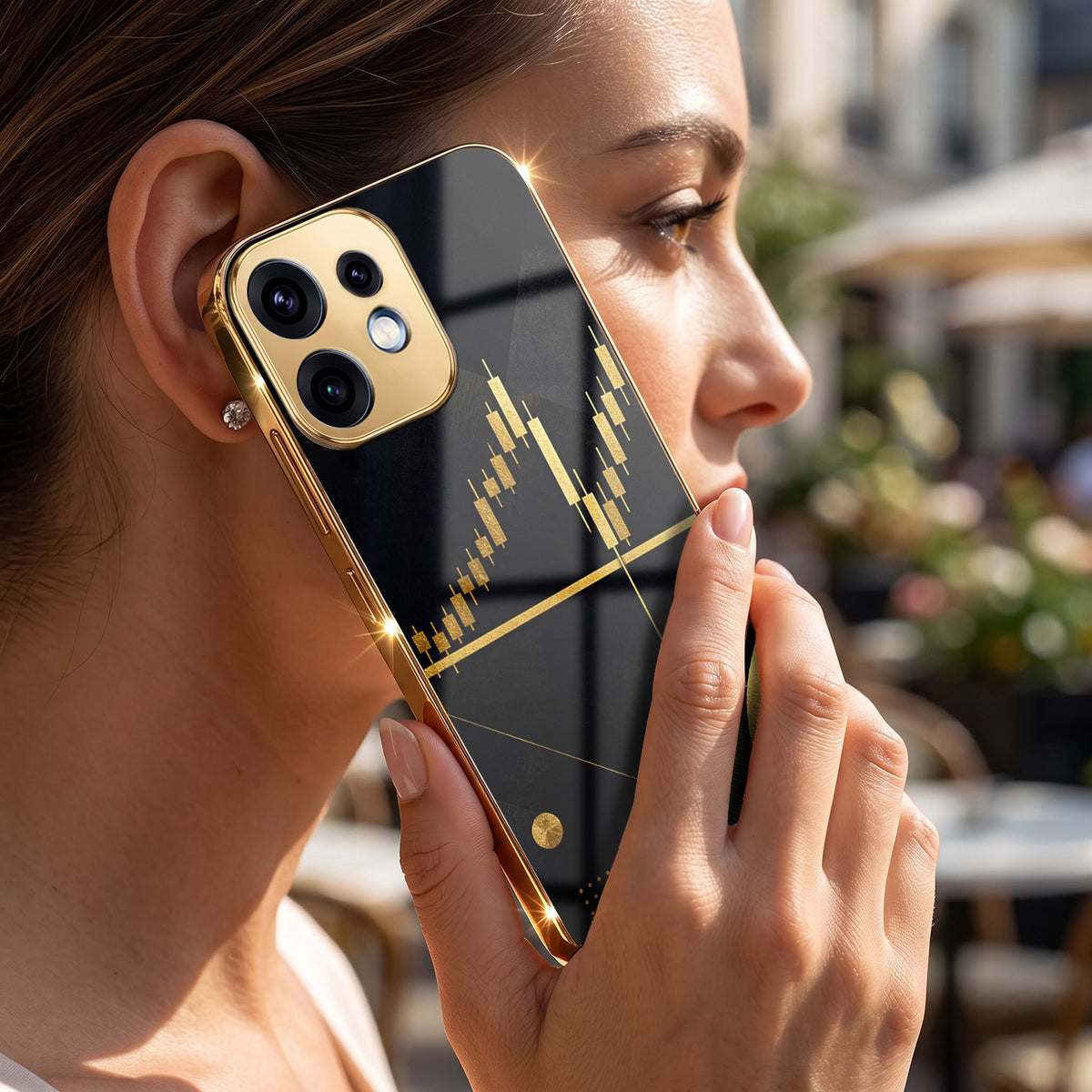 Oppo Reno 16 5G Trading Candles Gold Electroplated Glass Phone Back Case