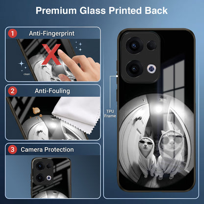 Oppo Reno 13 5G Premium Acrylic Shockproof Glass Back Case (Purrfect Duo)