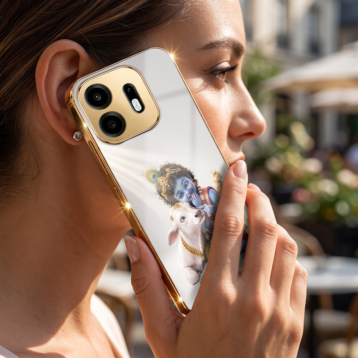 OnePlus N6 5G Bal Krishna Blessings Gold Electroplated Glass Phone Back Case