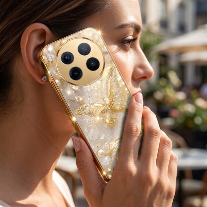 Vivo X300 Pro 5G Golden Butterfly Gold Electroplated Glass Phone Back Case