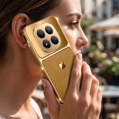 Redmi Note 15 Pro+ 5G Royal Touch Apple Gold Electroplated Glass Phone Back Case