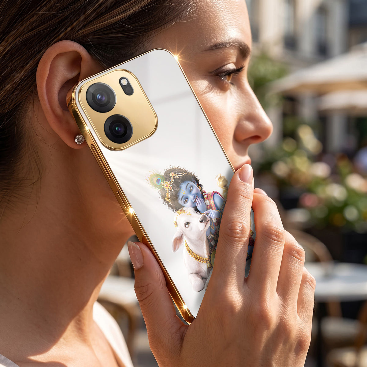 OnePlus Nord CE6 5G Bal Krishna Blessings Gold Electroplated Glass Phone Back Case