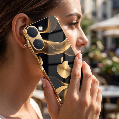 Poco X8 Pro 5G Luxury Wave Gold Electroplated Glass Phone Back Case