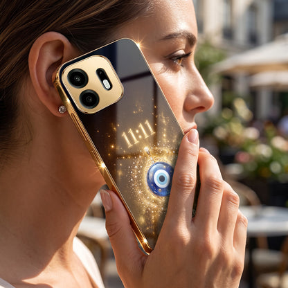 OnePlus N6 5G God’s Plan Evil Eye Gold Electroplated Glass Phone Back Case