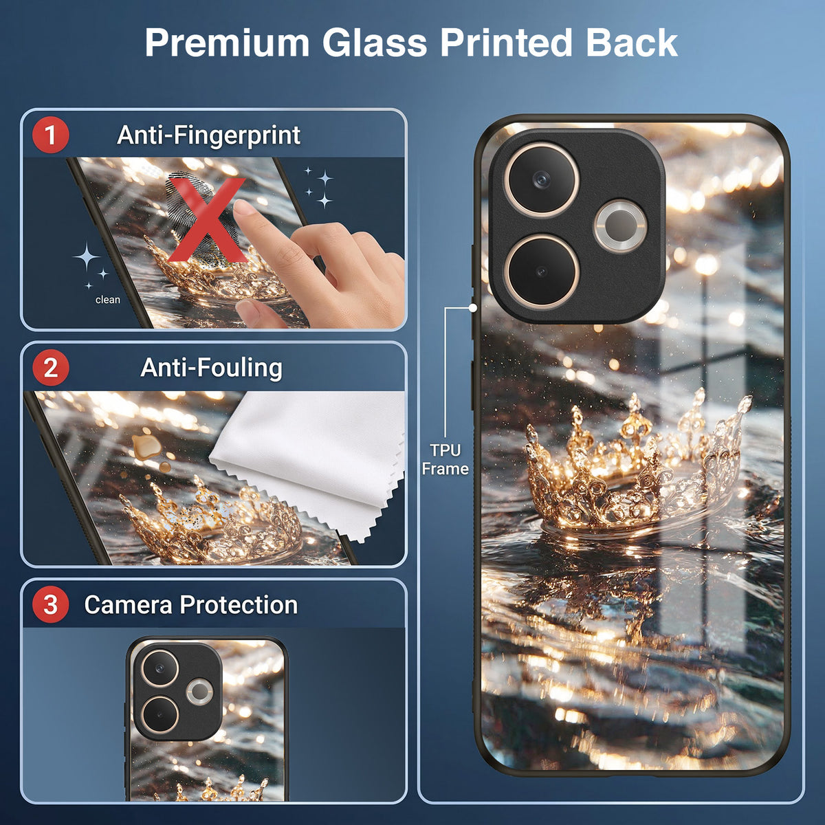Oppo A5 Pro 5G Golden Crown Ocean Acrylic Glass Back Case