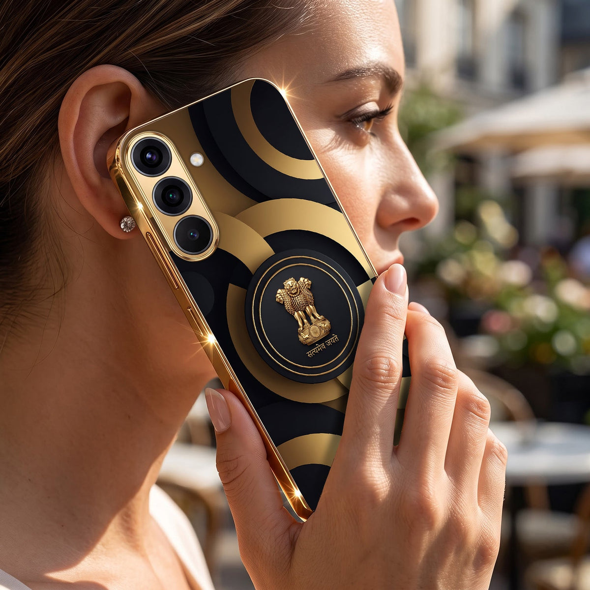 Samsung Galaxy A56 5G Royal Emblem Gold Electroplated Glass Phone Back Case