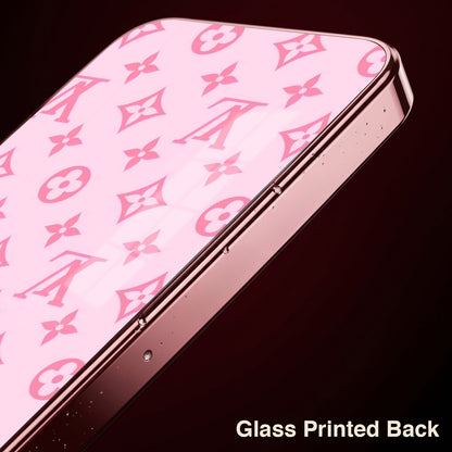 Oppo Reno 14 5G Luxury Monogram Pink Electroplated Glass Phone Back Case