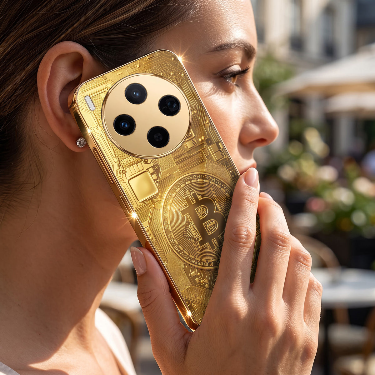 Vivo X300 5G Bitcoin Gold Electroplated Glass Phone Back Case