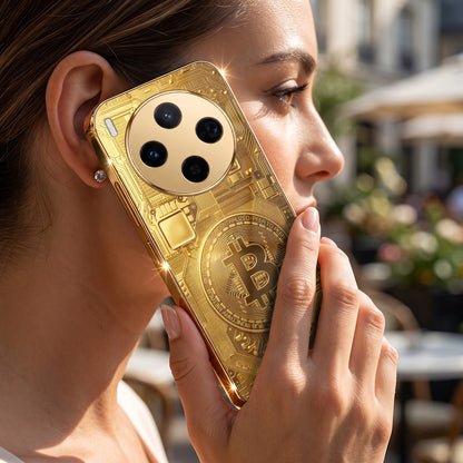 Vivo X300 5G Bitcoin Gold Electroplated Glass Phone Back Case
