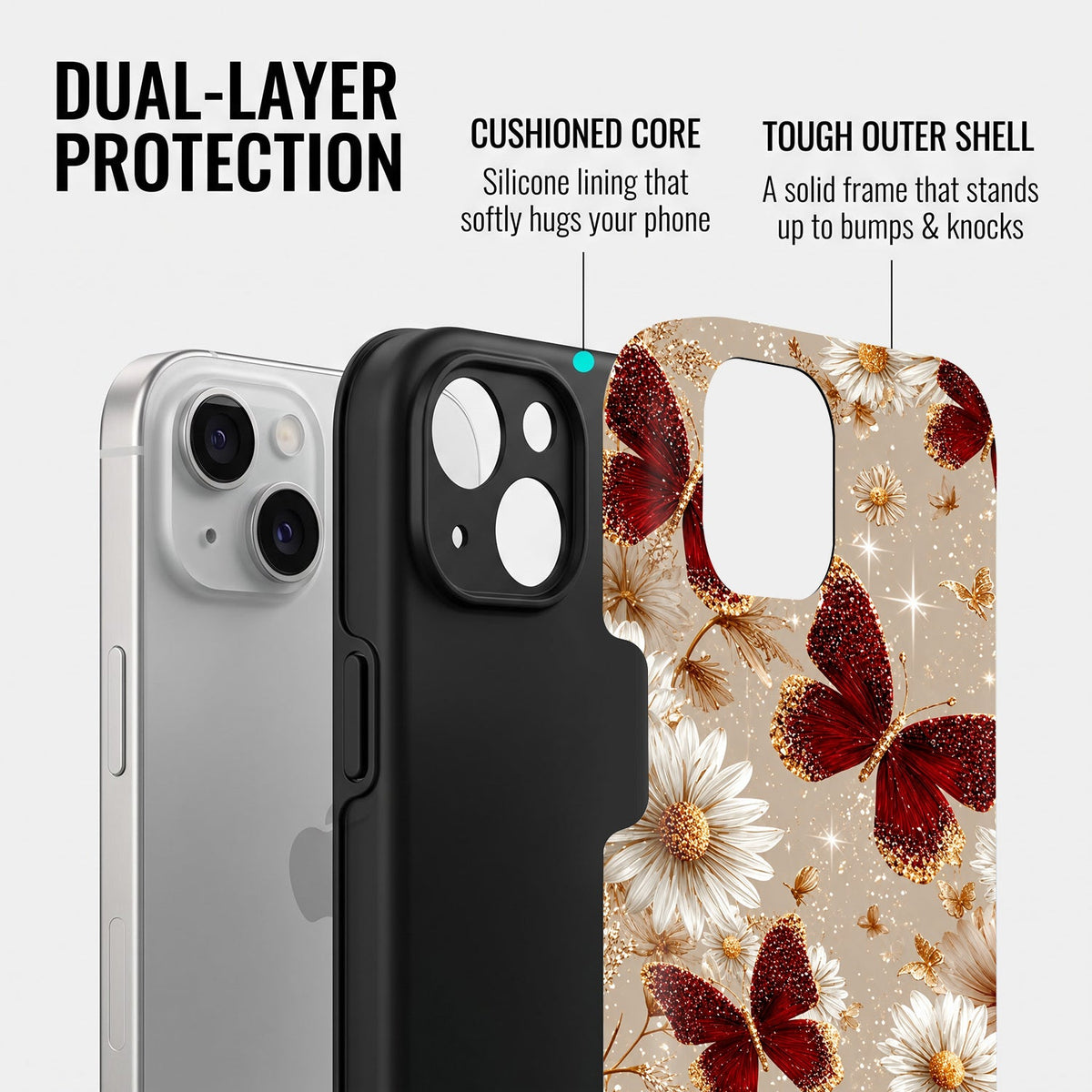iPhone 15 5G Butterfly Floral Protective Case