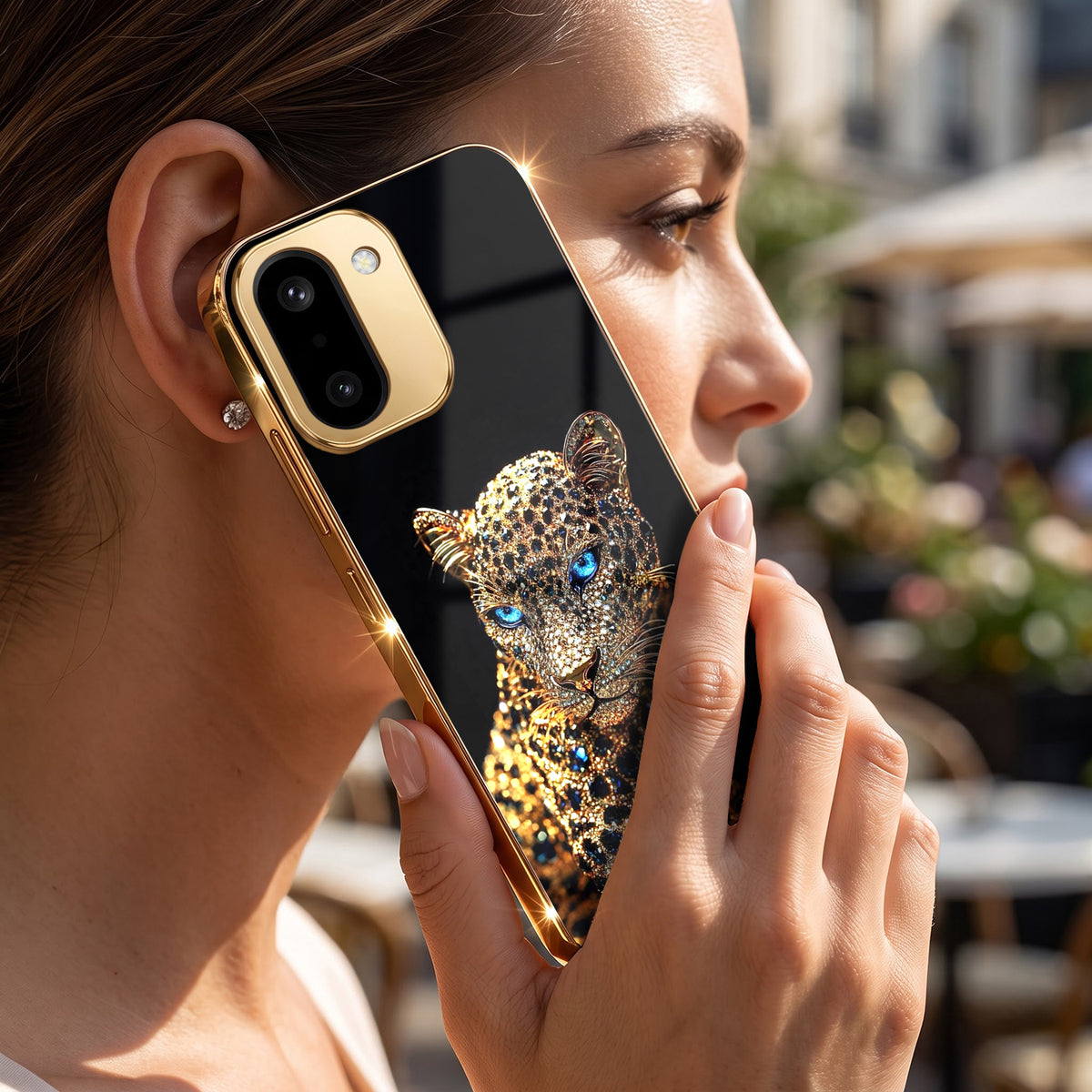 OnePlus 15R 5G Panther Gold Electroplated Glass Phone Back Case