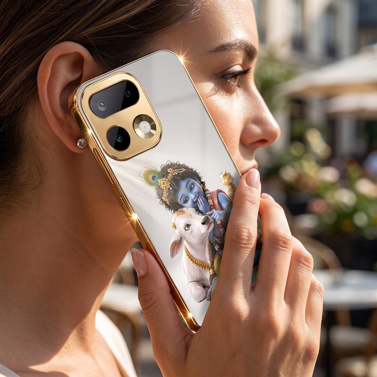 Realme 16 Pro+ 5G Bal Krishna Blessings Gold Electroplated Glass Phone Back Case
