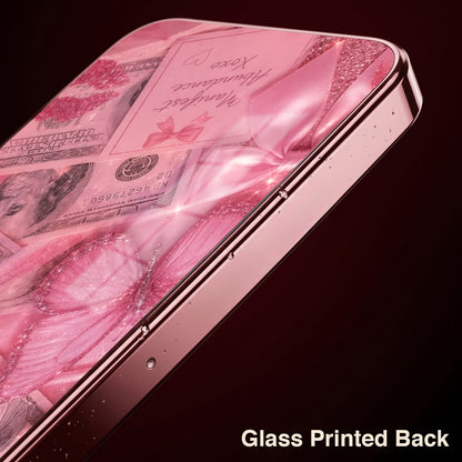 Oppo Reno 14 5G Luxury Dollar Butterfly Pink Electroplated Glass Phone Back Case