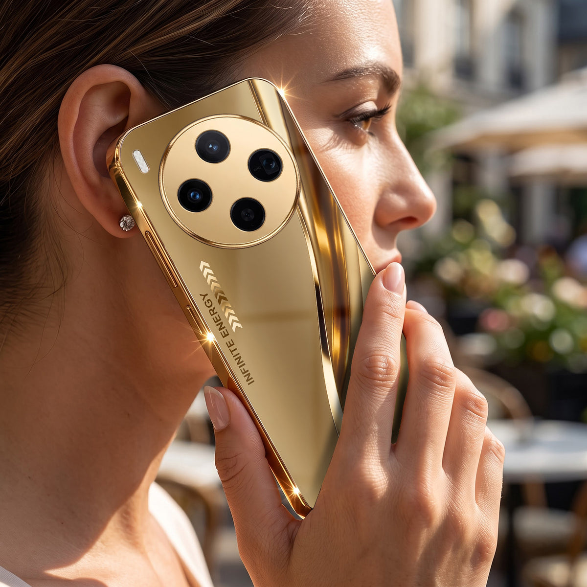 Vivo X300 5G Luxury Infinity Energy Gold Electroplated Glass Phone Case