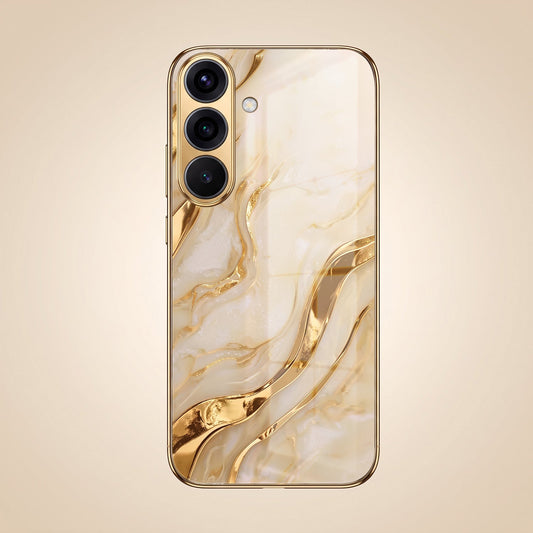 Samsung Galaxy A36 5G Marvel Texture Gold Electroplated Glass Phone Back Case
