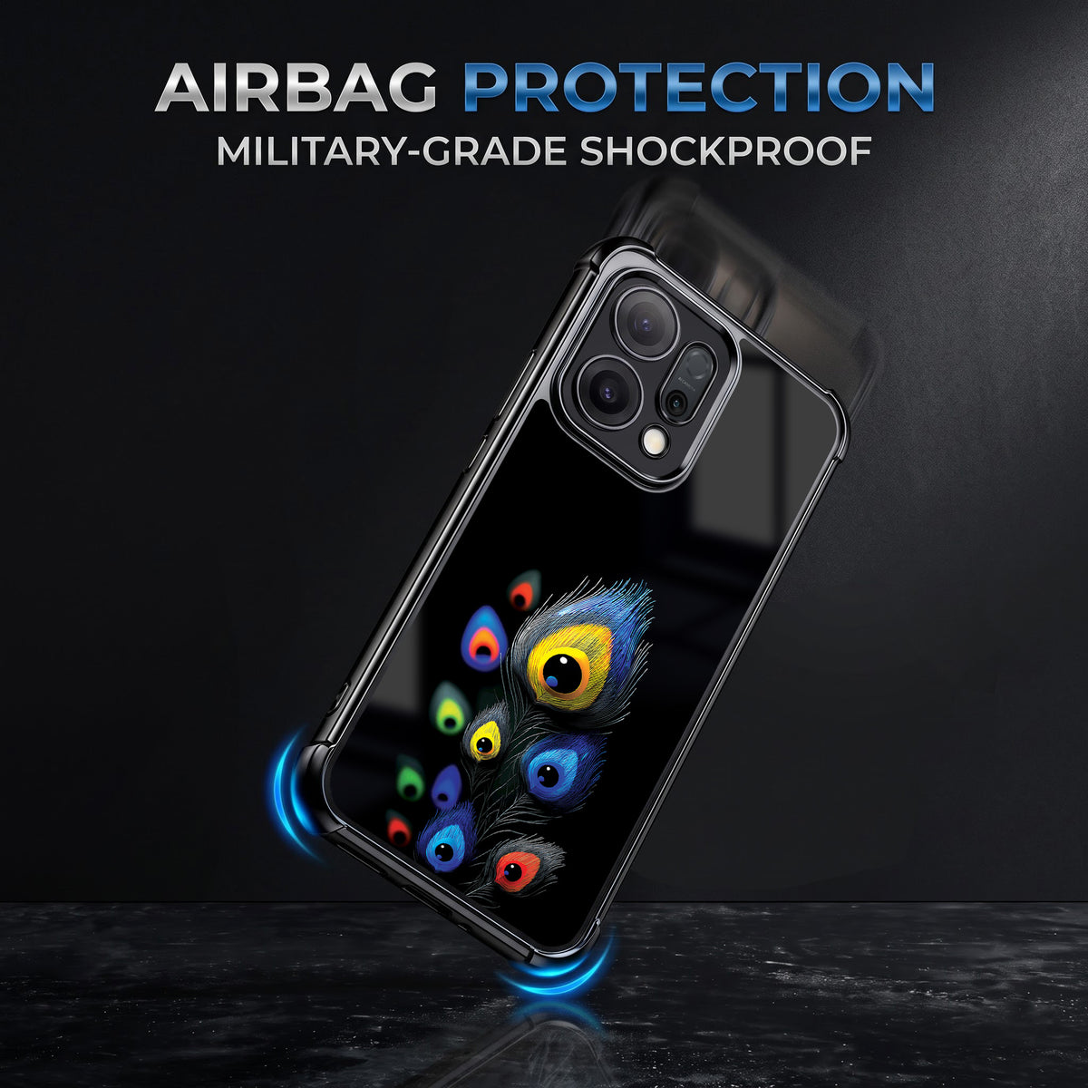 Oppo Reno 14 5G Multi-Feather Peacock Airbags Printed Back Case