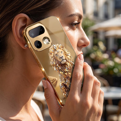 Realme 16 Pro+ 5G Luxury Lion Gold Electroplated Glass Phone Back Case