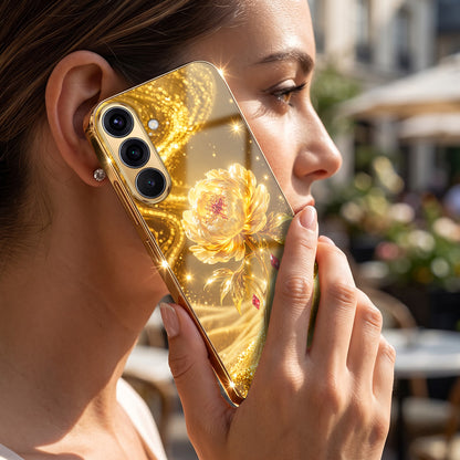 Samsung Galaxy A36 5G Golden Rose Elegance Gold Electroplated Glass Phone Back Case
