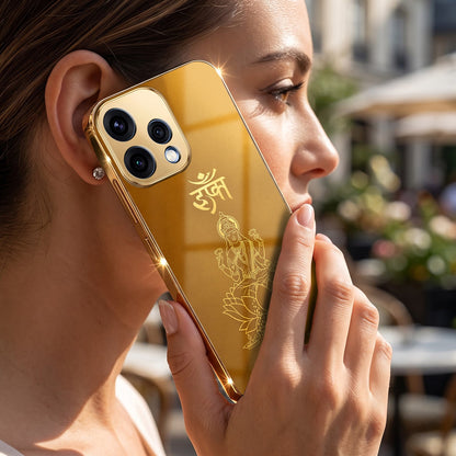Oppo Reno 15 5G Shree Lakshmi Divine Gold Electroplated Glass Phone Back Case