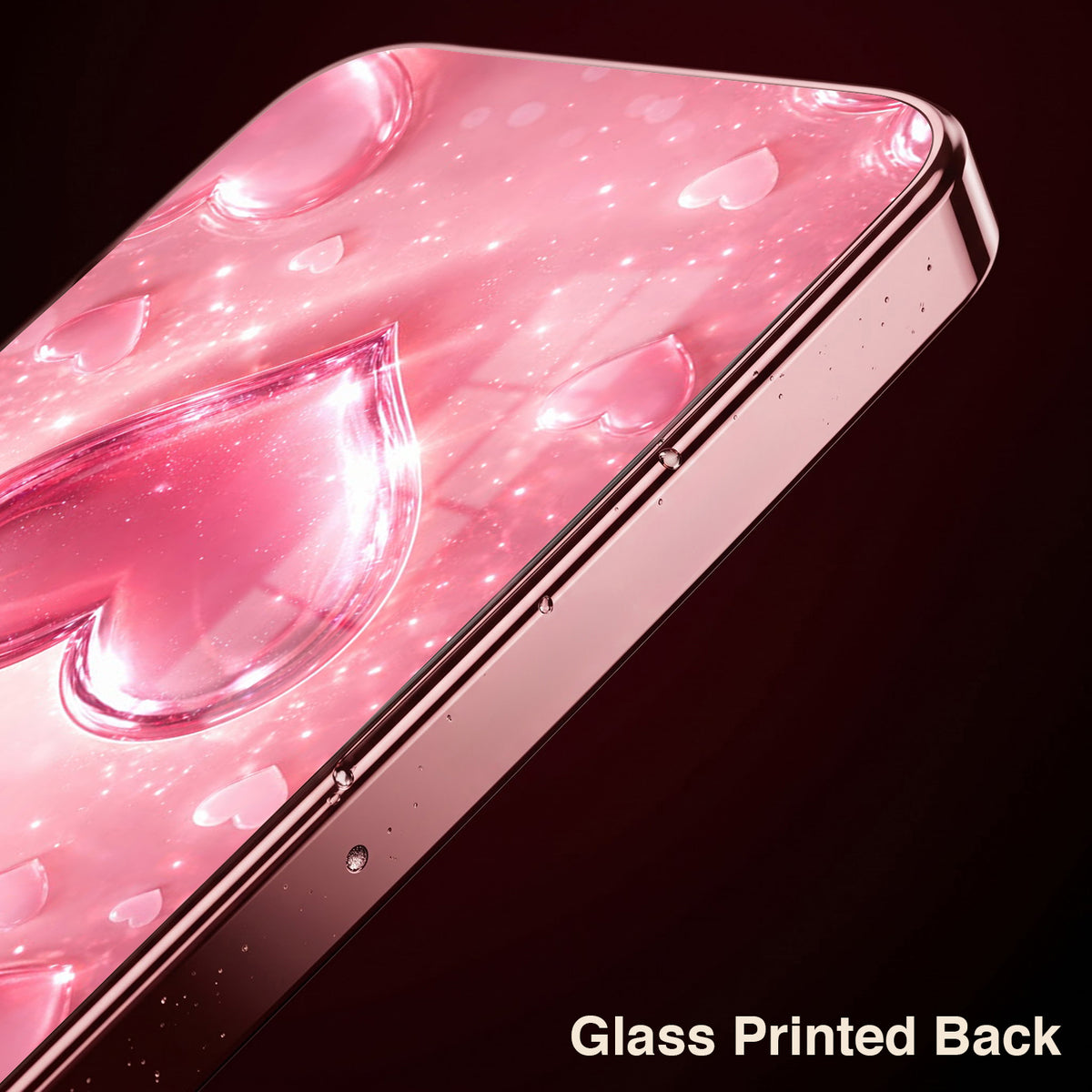Oppo Reno 14 5G Luxury 3D Jelly Heart Pink Electroplated Glass Phone Back Case
