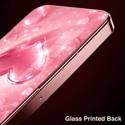 Oppo Reno 14 5G Luxury 3D Jelly Heart Pink Electroplated Glass Phone Back Case