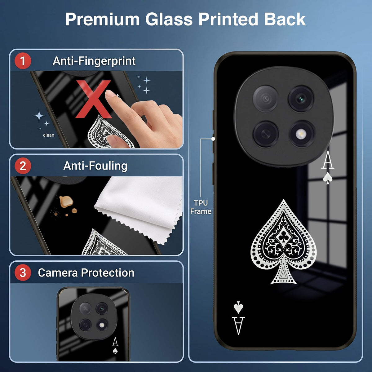 Oppo F29 Pro 5G Premium Acrylic Shockproof Glass Back Case (Black Ace)