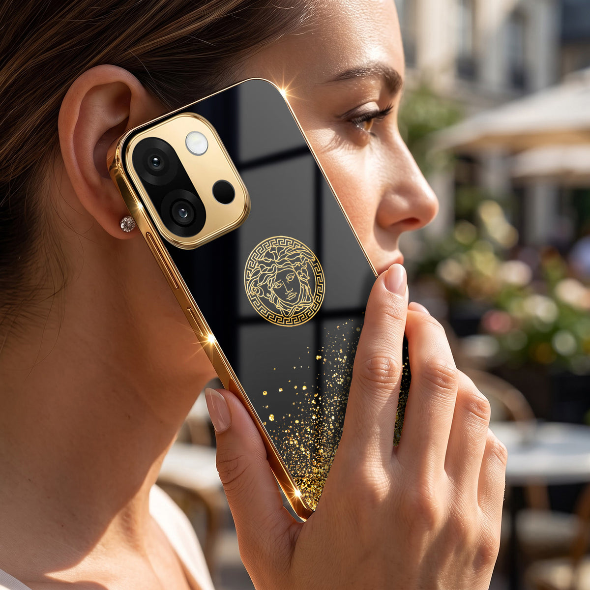 OnePlus 13s 5G Medusa Head Gold Electroplated Glass Phone Back Case