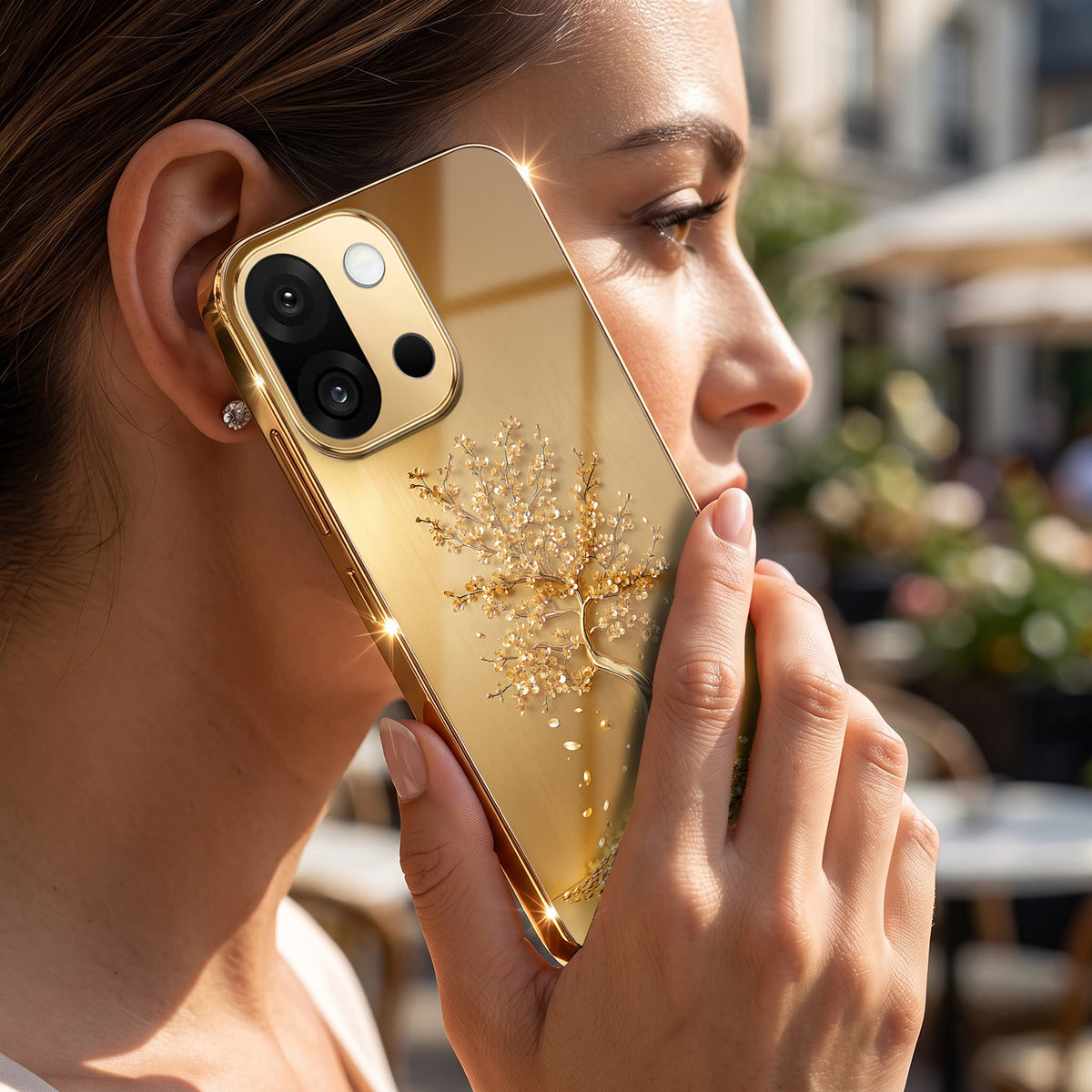 OnePlus 13s 5G Golden Tree Gold Electroplated Glass Phone Back Case