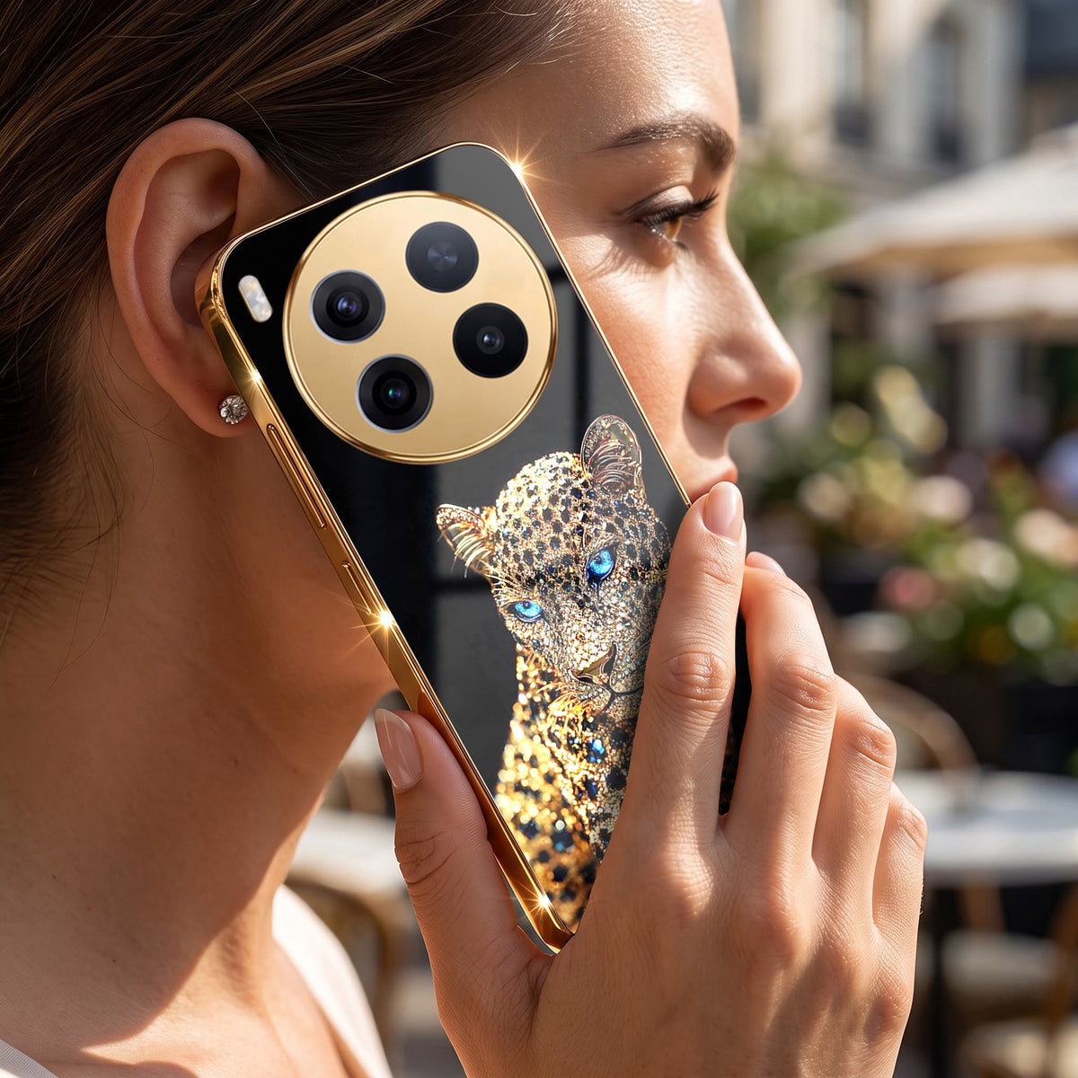 Vivo X300 Pro 5G Panther Gold Electroplated Glass Phone Back Case