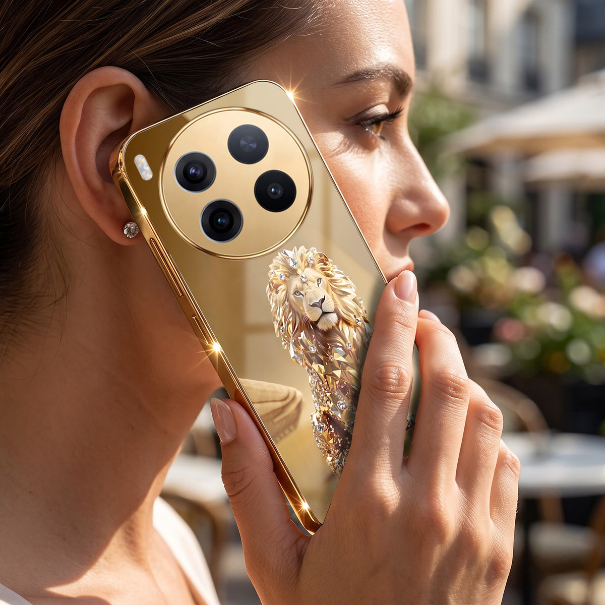 Vivo X300 Pro 5G Luxury Lion Gold Electroplated Glass Phone Back Case